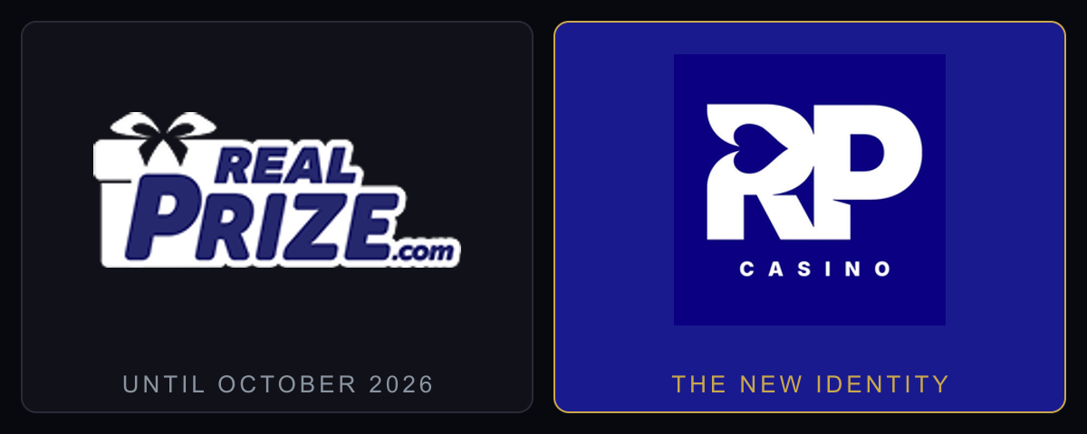 RealPrize's identity, before and after the October 2026 rebrand